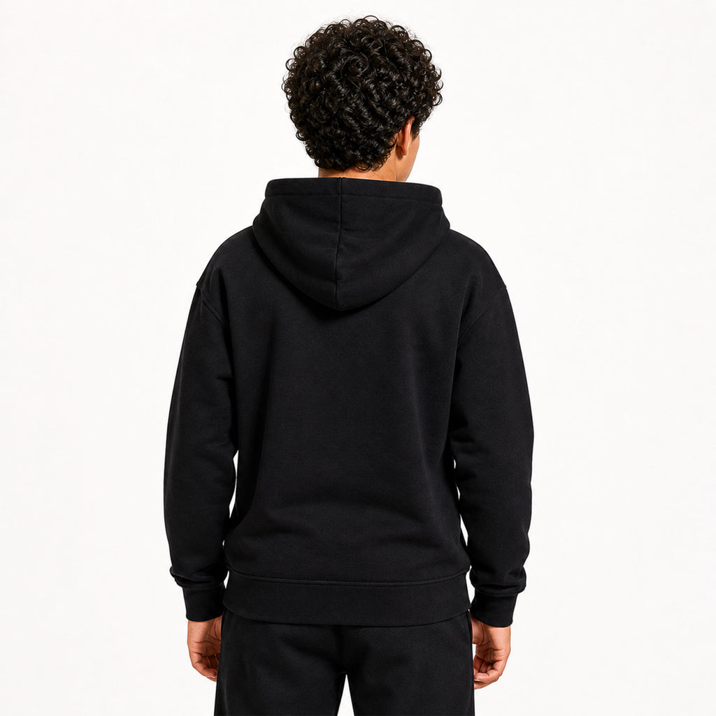 Back view of black yellow belt Jiu Jitsu hoodie.